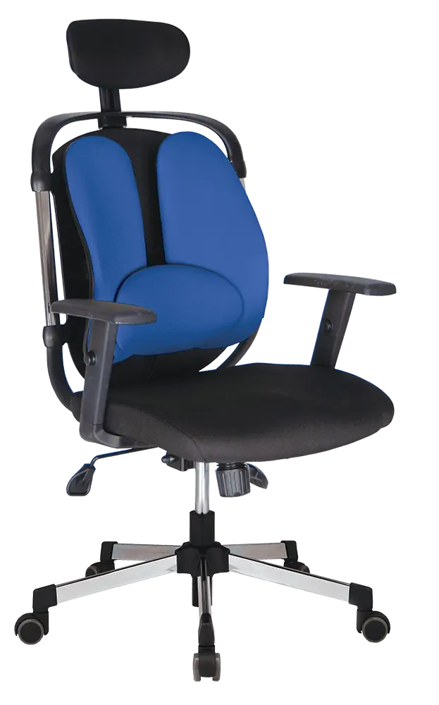 WING PLUS křeslo kancelářské, bederní opěrka, látka černá/modrá