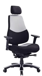 ADMIRAL 24/7 židle kancelářská s podhlavníkem, látka černá/šedá