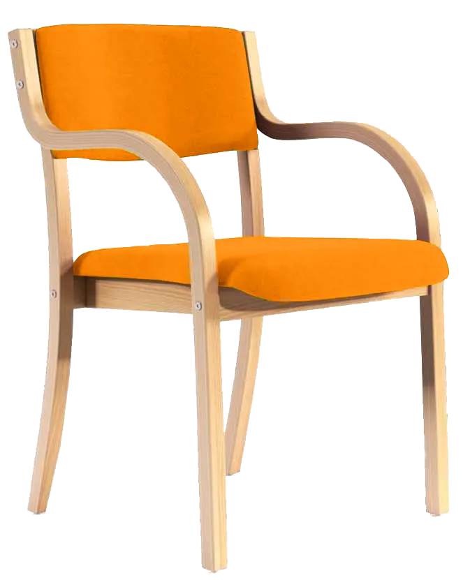 FREYA židle konferenční, kostra dřevěná, koženka oranžová