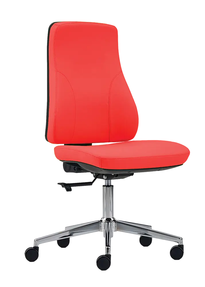 ORION židle kancelářská, kříž chrom, koženka červená