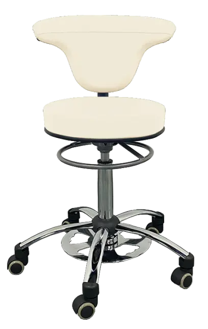 LZ 37 F židle lékařská s nožním ovládáním, kříž chrom, ekokůže, smetanová