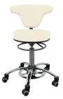 LZ 37 F židle lékařská s nožním ovládáním, kříž chrom, ekokůže, smetanová