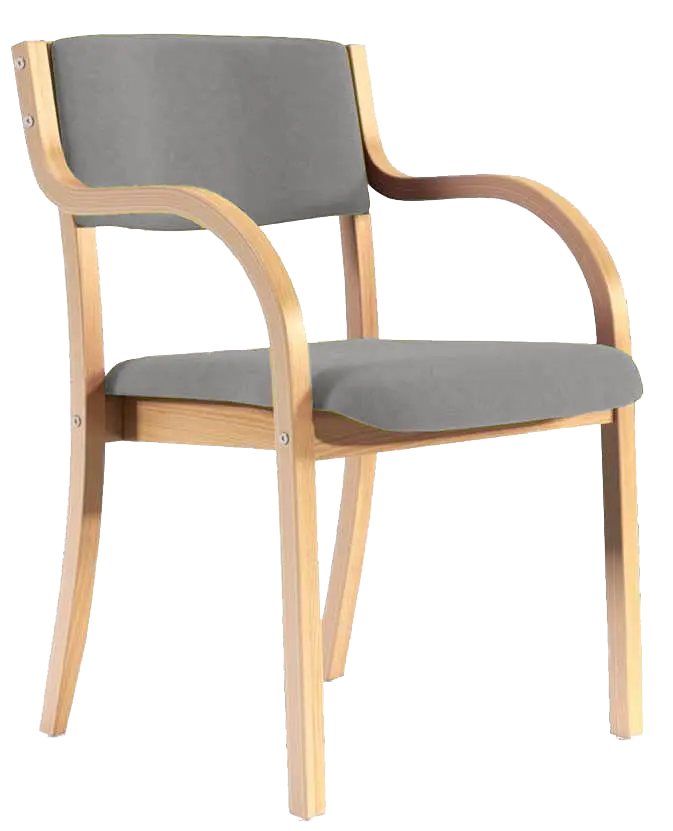 FREYA židle konferenční, kostra dřevěná, koženka šedá