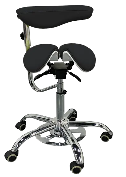 LZ 16 F židle lékařská s nožním ovládáním, kříž chrom, ekokůže, černá