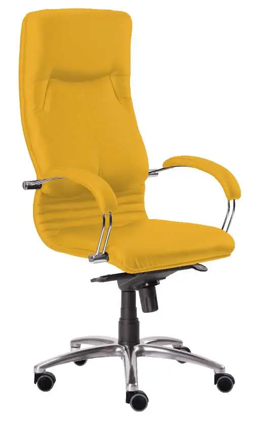 RIMINI křeslo čalouněné, koženka žlutá