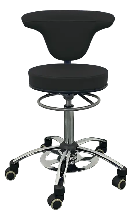 LZ 37 F židle lékařská s nožním ovládáním, kříž chrom, ekokůže, černá