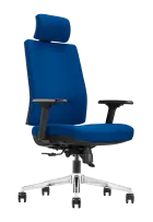 ARIA židle kancelářská, ergonomická, kříž chrom, látka modrá