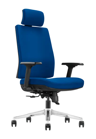 ARIA židle kancelářská, ergonomická, kříž chrom, látka modrá