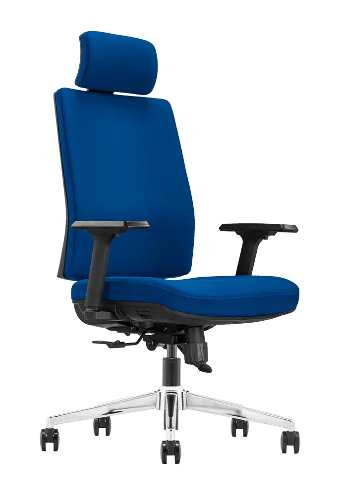 ARIA židle kancelářská, ergonomická, kříž chrom, látka modrá