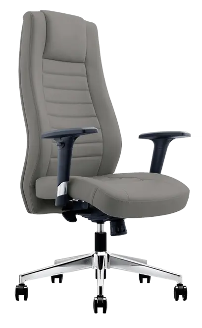 KENNEDY židle kancelářská, vysoký opěrák, PU šedá