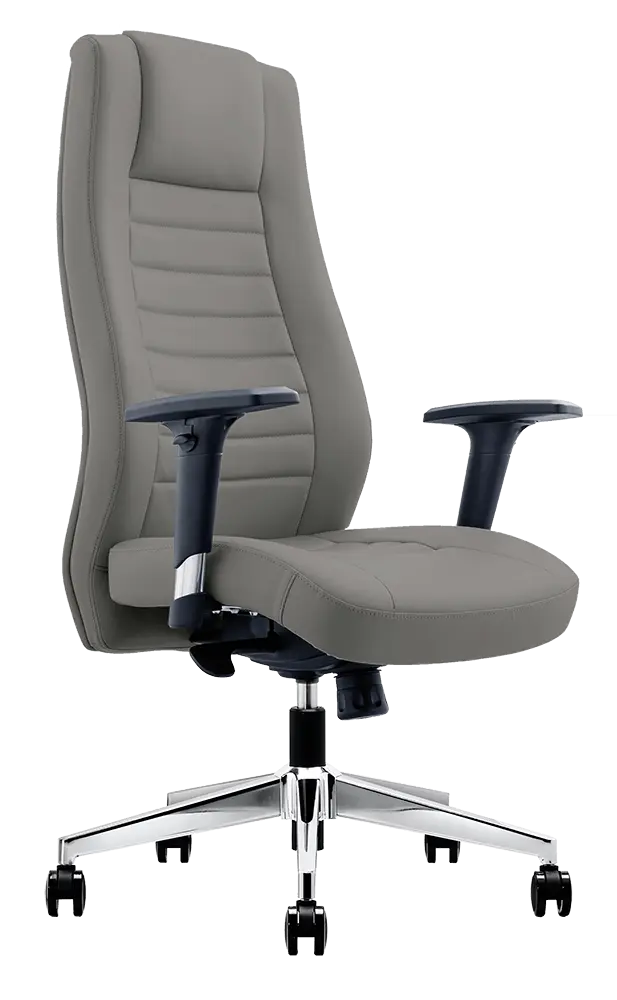 KENNEDY židle kancelářská, vysoký opěrák, PU šedá