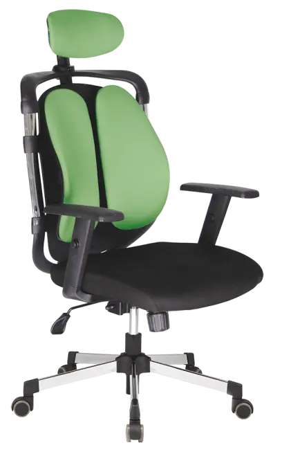 WING křeslo kancelářské, stavitelné područky, kříž chrom, látka černá/zelená