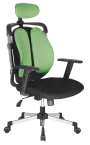 WING křeslo kancelářské, stavitelné područky, kříž chrom, látka černá/zelená