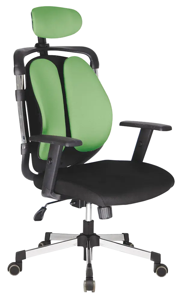 WING křeslo kancelářské, stavitelné područky, kříž chrom, látka černá/zelená