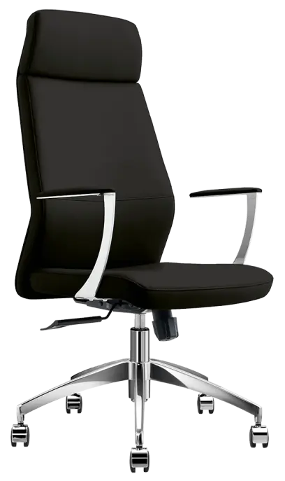 VELVET židle kancelářská, vysoký opěrák, PU černá