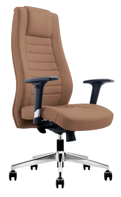 KENNEDY židle kancelářská, vysoký opěrák, PU cappucino