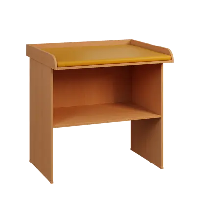 PP - 108 pult přebalovací s matrací, odkládací police lamino - buk Royal, koženka OTO T5 žlutooranžová