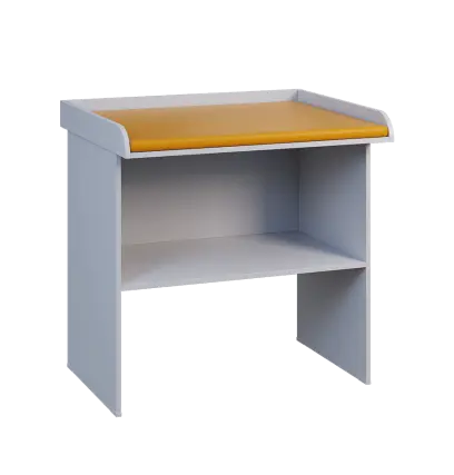 PP - 108 pult přebalovací s matrací, odkládací police lamino - šedá, koženka OTO T5 žlutooranžová