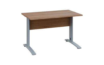 OPK 27 - 12 stůl kancelářský, kovová podnož stříbrná, deska 25 mm, široký 1200 mm, dub bardolino