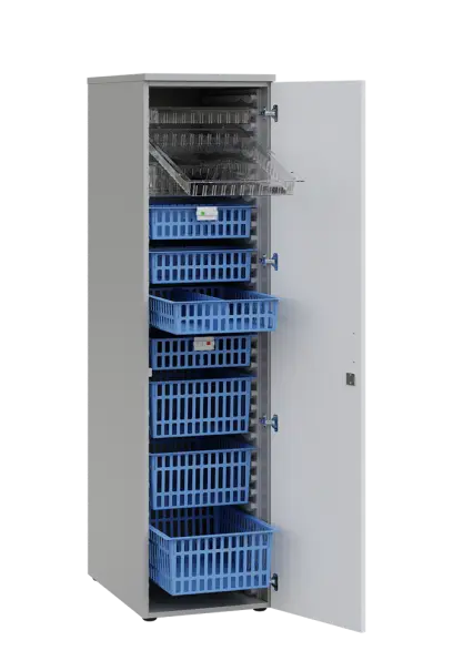 MEDICAL D - 46 skříň léková boxová, 1950 x 460 x 735, dvířka, korpus šedá, dvířka bílá