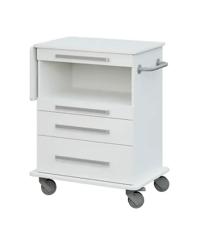 DEXTER 09 vozík asistenční, korpus a desky bílá / zásuvky, police bílá