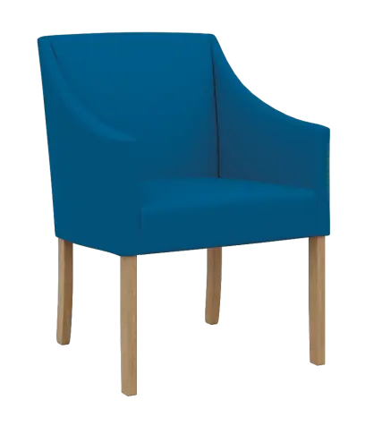 NOVA křeslo, přírodní dřevo - buk, koženka modrá