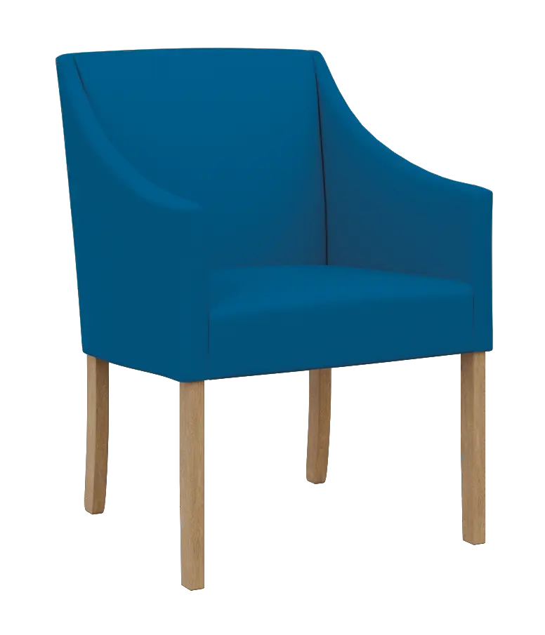 NOVA křeslo, přírodní dřevo - buk, koženka modrá