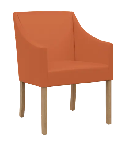 NOVA křeslo, přírodní dřevo - buk, koženka cihlová