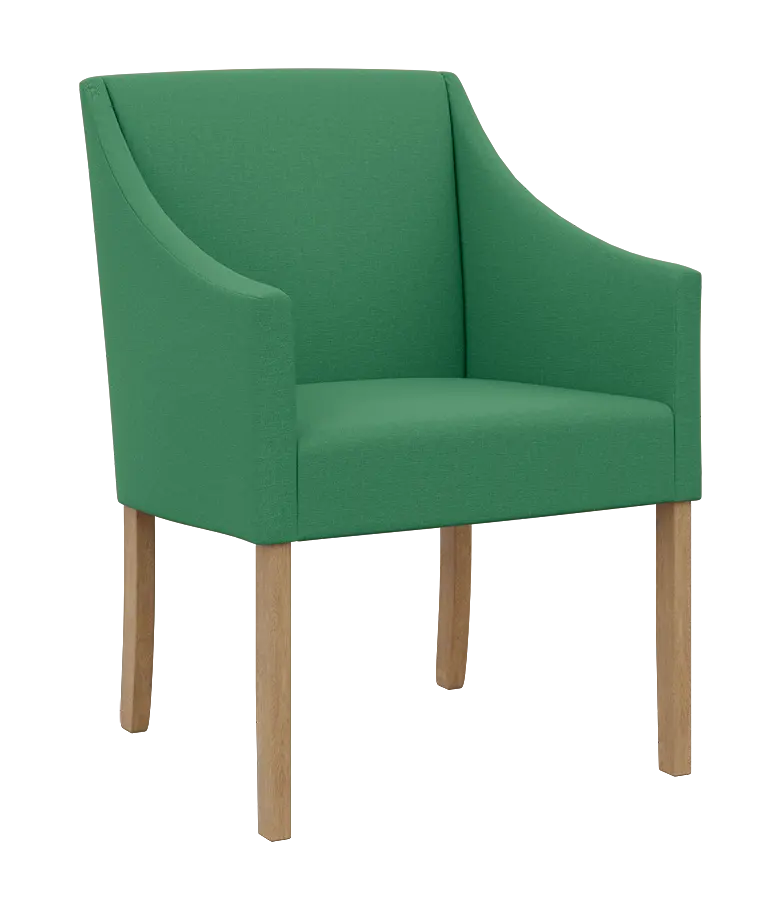 NOVA křeslo, přírodní dřevo - buk, látka tyrkysově zelená