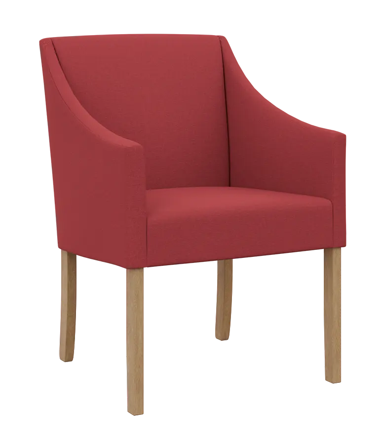 NOVA křeslo, přírodní dřevo - buk, látka malinová