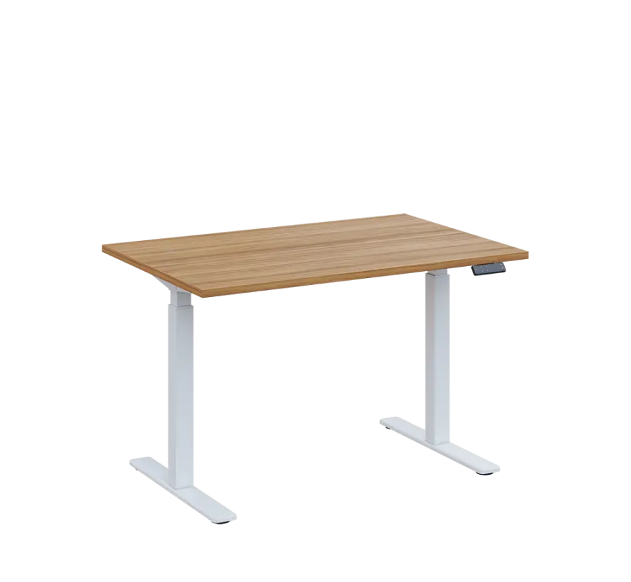 AERO 05 výškově nastavitelný stůl, kovová podnož bílá, deska 25 mm, široký 1200 mm, coco bolo