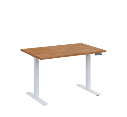 AERO 05 výškově nastavitelný stůl, kovová podnož bílá, deska 25 mm, široký 1200 mm, dub klasik