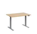 AERO 05 výškově nastavitelný stůl, kovová podnož stříbrná, deska 25 mm, široký 1200 mm, bříza irská
