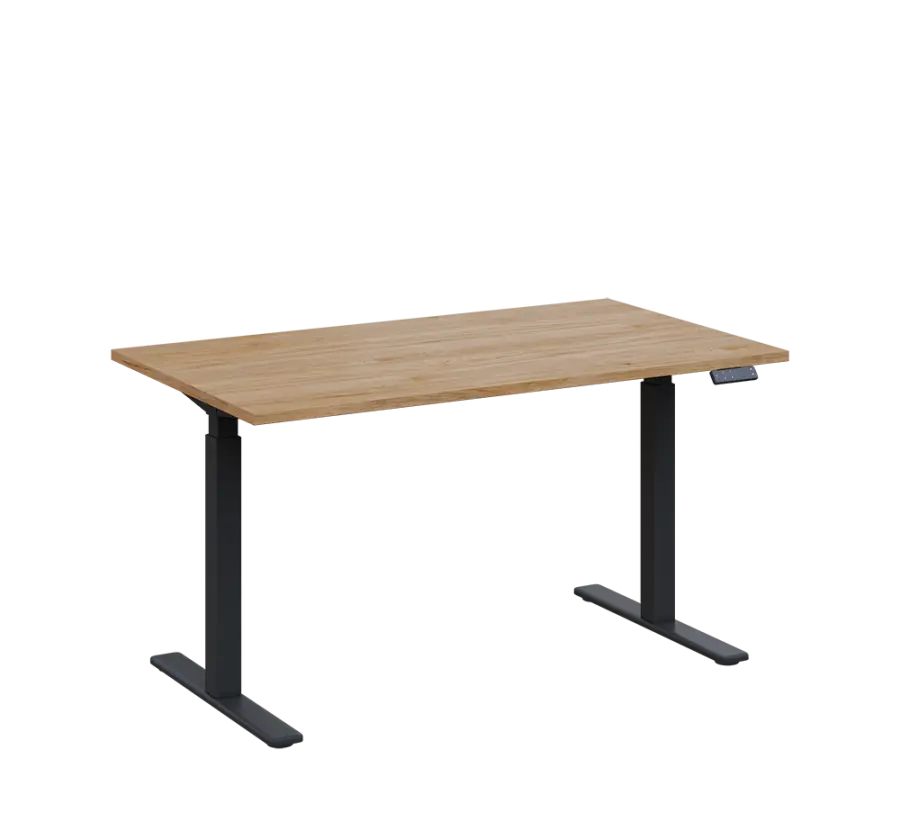 AERO 06 výškově nastavitelný stůl, kovová podnož antracit, deska 25 mm, široký 1400 mm, dub hickory