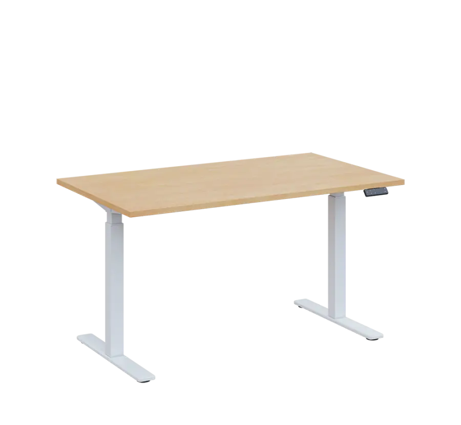 AERO 06 výškově nastavitelný stůl, kovová podnož bílá, deska 25 mm, široký 1400 mm, bříza irská