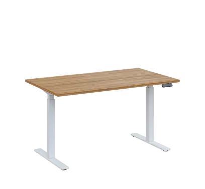 AERO 06 výškově nastavitelný stůl, kovová podnož bílá, deska 25 mm, široký 1400 mm, coco bolo