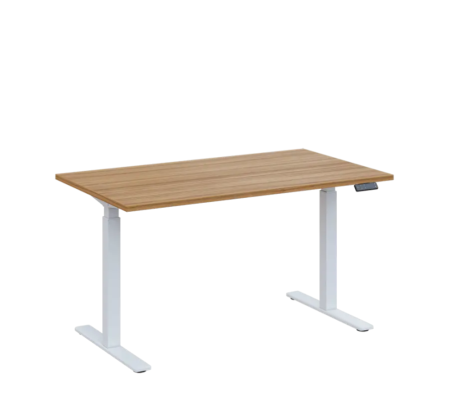 AERO 06 výškově nastavitelný stůl, kovová podnož bílá, deska 25 mm, široký 1400 mm, coco bolo