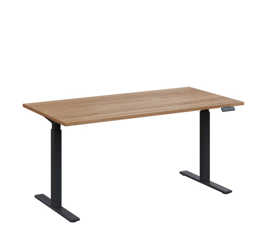 AERO 07 výškově nastavitelný stůl, kovová podnož antracit, deska 25 mm, široký 1600 mm, dub bardolino