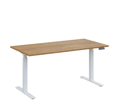 AERO 07 výškově nastavitelný stůl, kovová podnož bílá, deska 25 mm, široký 1600 mm, coco bolo