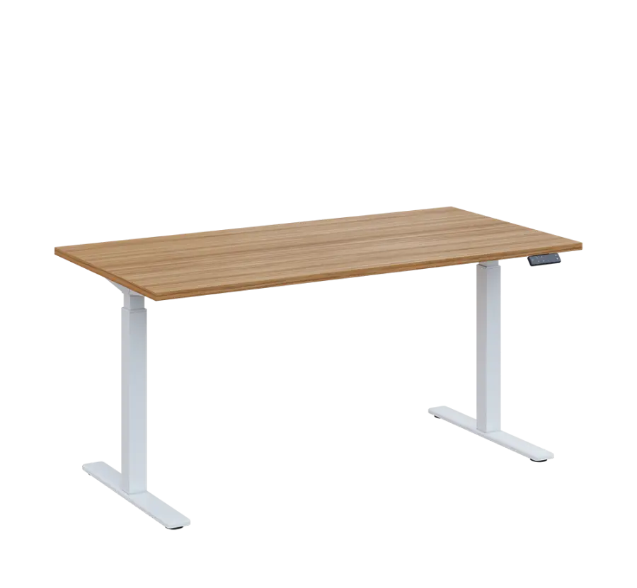 AERO 07 výškově nastavitelný stůl, kovová podnož bílá, deska 25 mm, široký 1600 mm, coco bolo