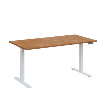 AERO 07 výškově nastavitelný stůl, kovová podnož bílá, deska 25 mm, široký 1600 mm, dub klasik