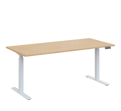 AERO 08 výškově nastavitelný stůl, kovová podnož bílá, deska 25 mm, široký 1800 mm, bříza irská