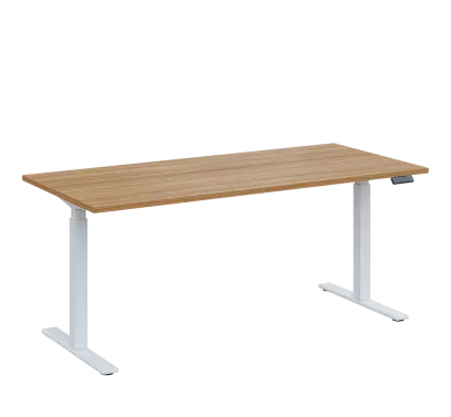 AERO 08 výškově nastavitelný stůl, kovová podnož bílá, deska 25 mm, široký 1800 mm, coco bolo