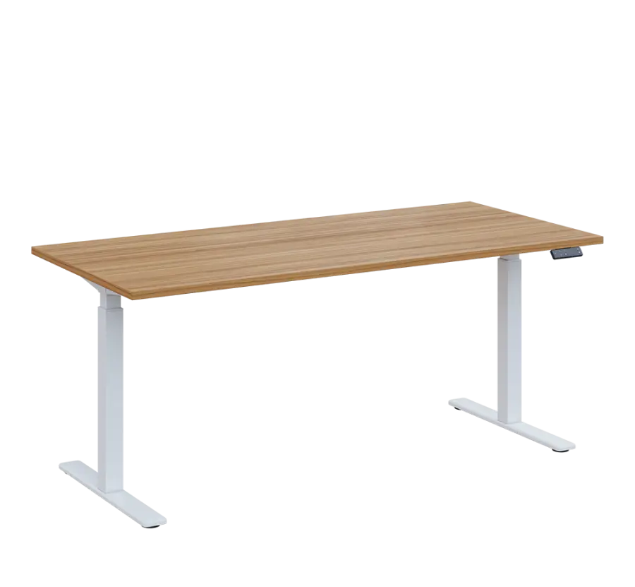 AERO 08 výškově nastavitelný stůl, kovová podnož bílá, deska 25 mm, široký 1800 mm, coco bolo