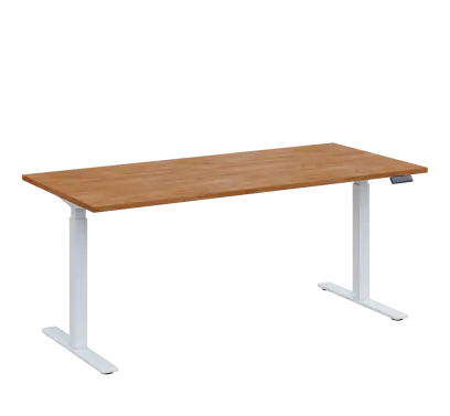 AERO 08 výškově nastavitelný stůl, kovová podnož bílá, deska 25 mm, široký 1800 mm, dub klasik