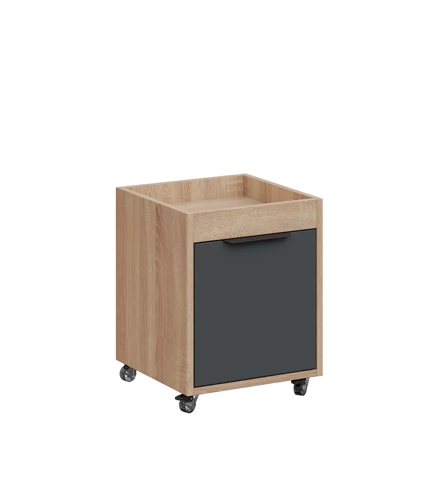 AERO 50 kontejner pojízdný, 1-zásuvkový, zámek, antracit/dub bardolino