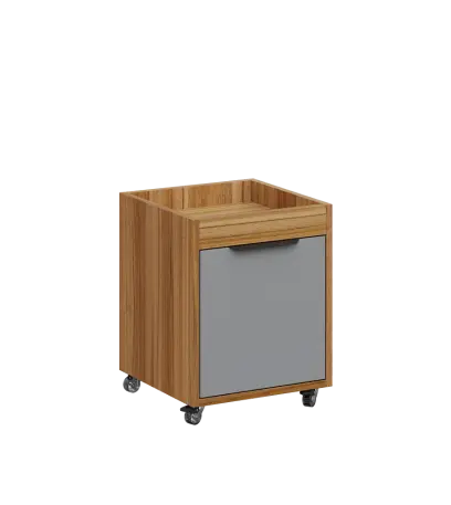 AERO 50 kontejner pojízdný, 1-zásuvkový, zámek, chinchilla šedá/ořech světlý