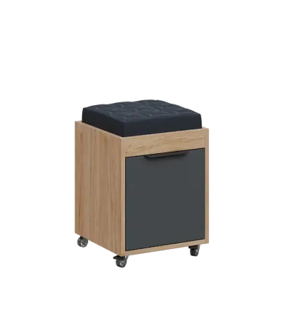 AERO 51 kontejner pojízdný s černým polštářkem, 1-zásuvkový, zámek, antracit/dub hickory