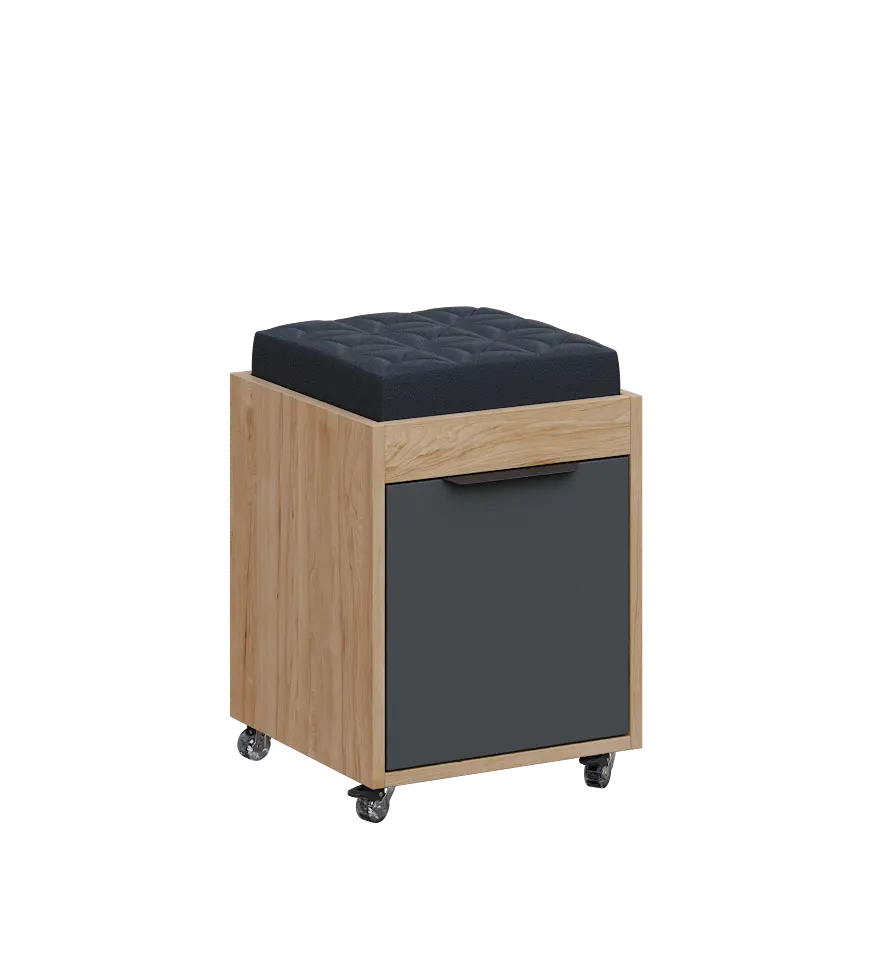 AERO 51 kontejner pojízdný s černým polštářkem, 1-zásuvkový, zámek, antracit/dub hickory