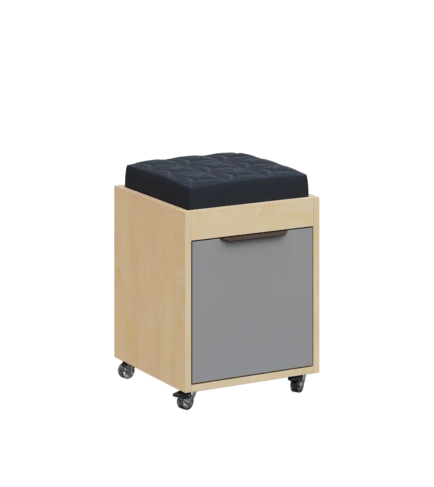 AERO 51 kontejner pojízdný s černým polštářkem, 1-zásuvkový, zámek, chinchilla šedá/bříza irská